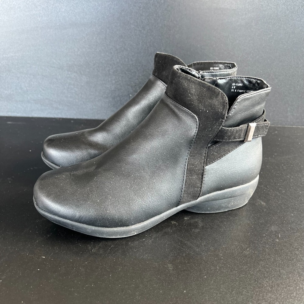 Karen Scott KS-Vanii Booties Women's Size US 6W Black Faux Leather Ankle Boots